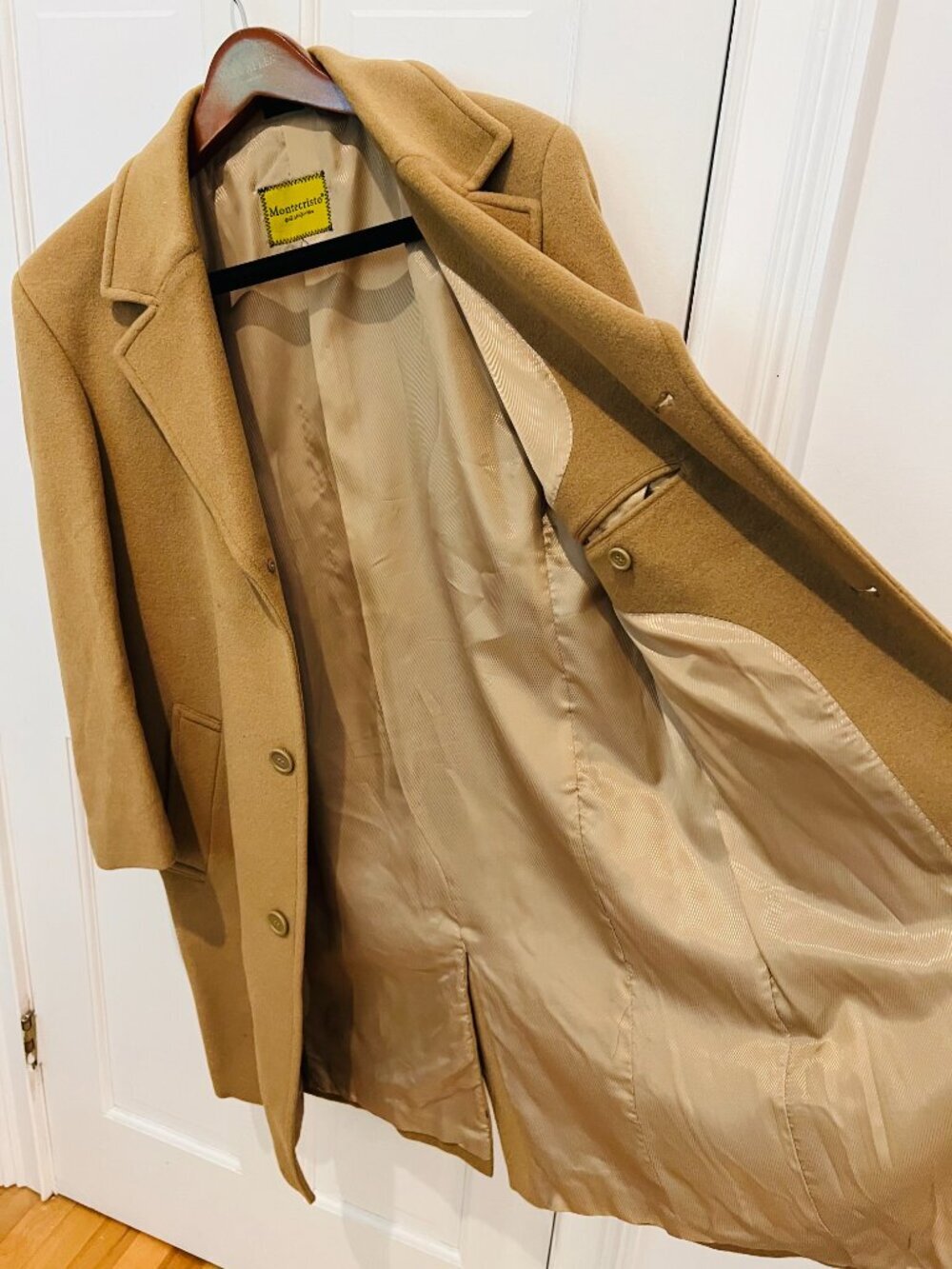 Vintage Montecristo Camel Wool Cashmere Blend Overcoat Coat Jacket Size 40 R - Picture 9 of 16